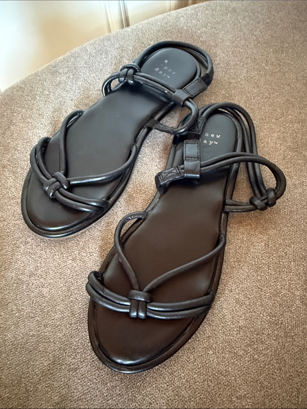 a new day Black Strappy Knot Flat Sandals